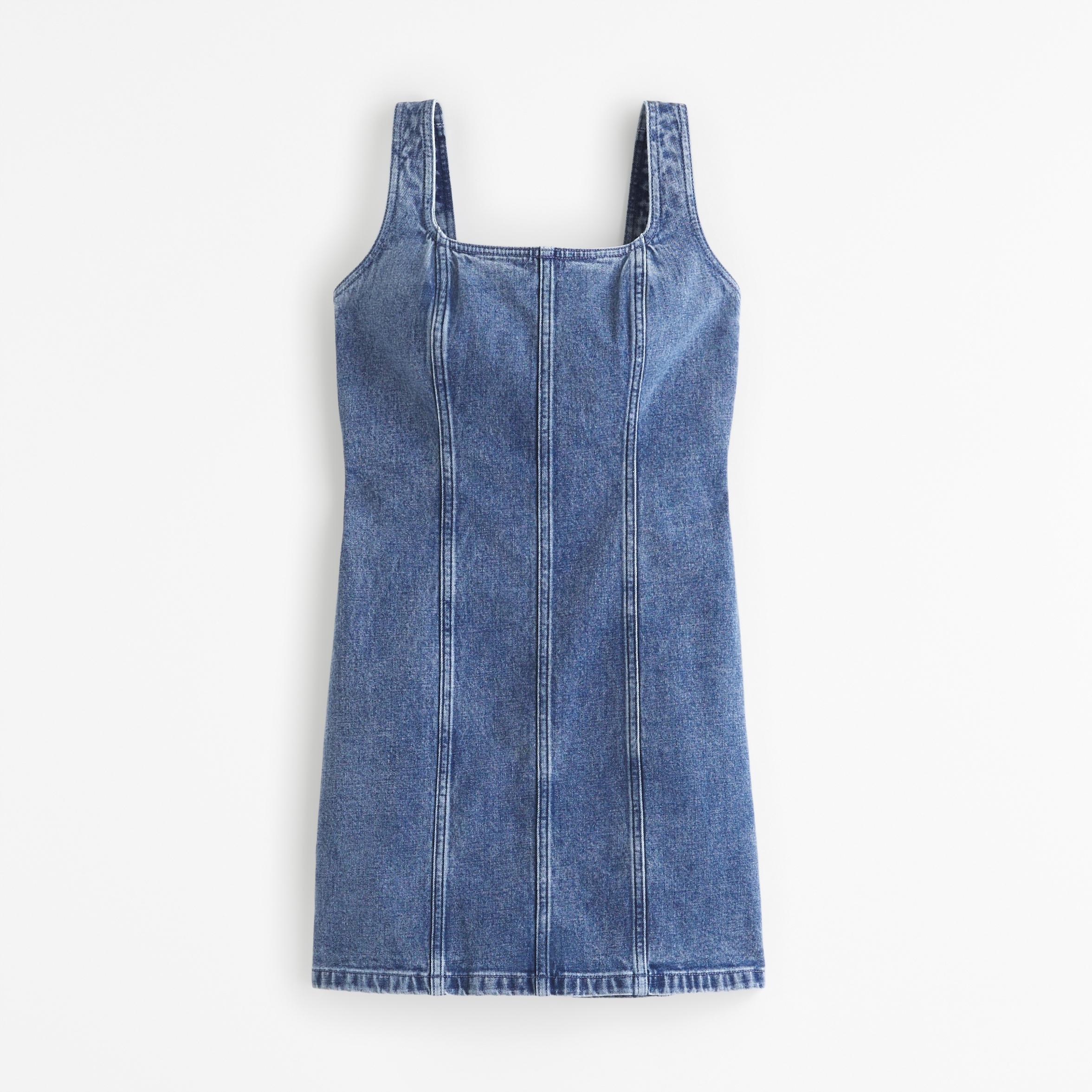 Wide Strap Denim Mini Dress Product Image