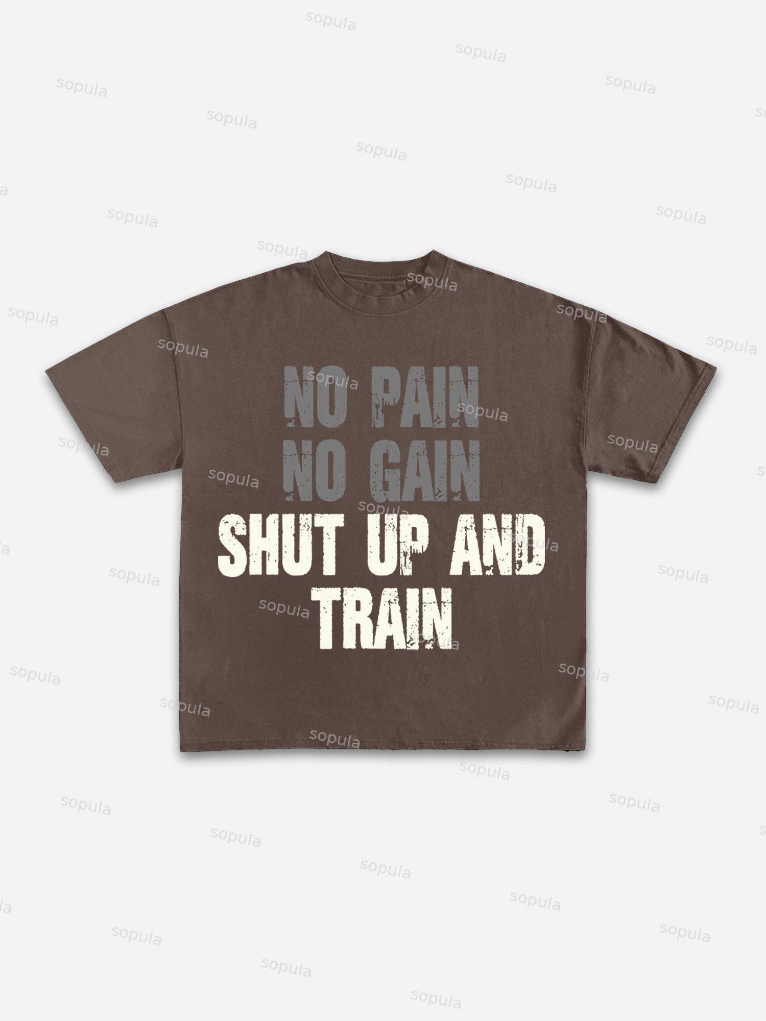 No Pain No Gain Gym T-shirt Graphic Cotton T-shirt Product Image