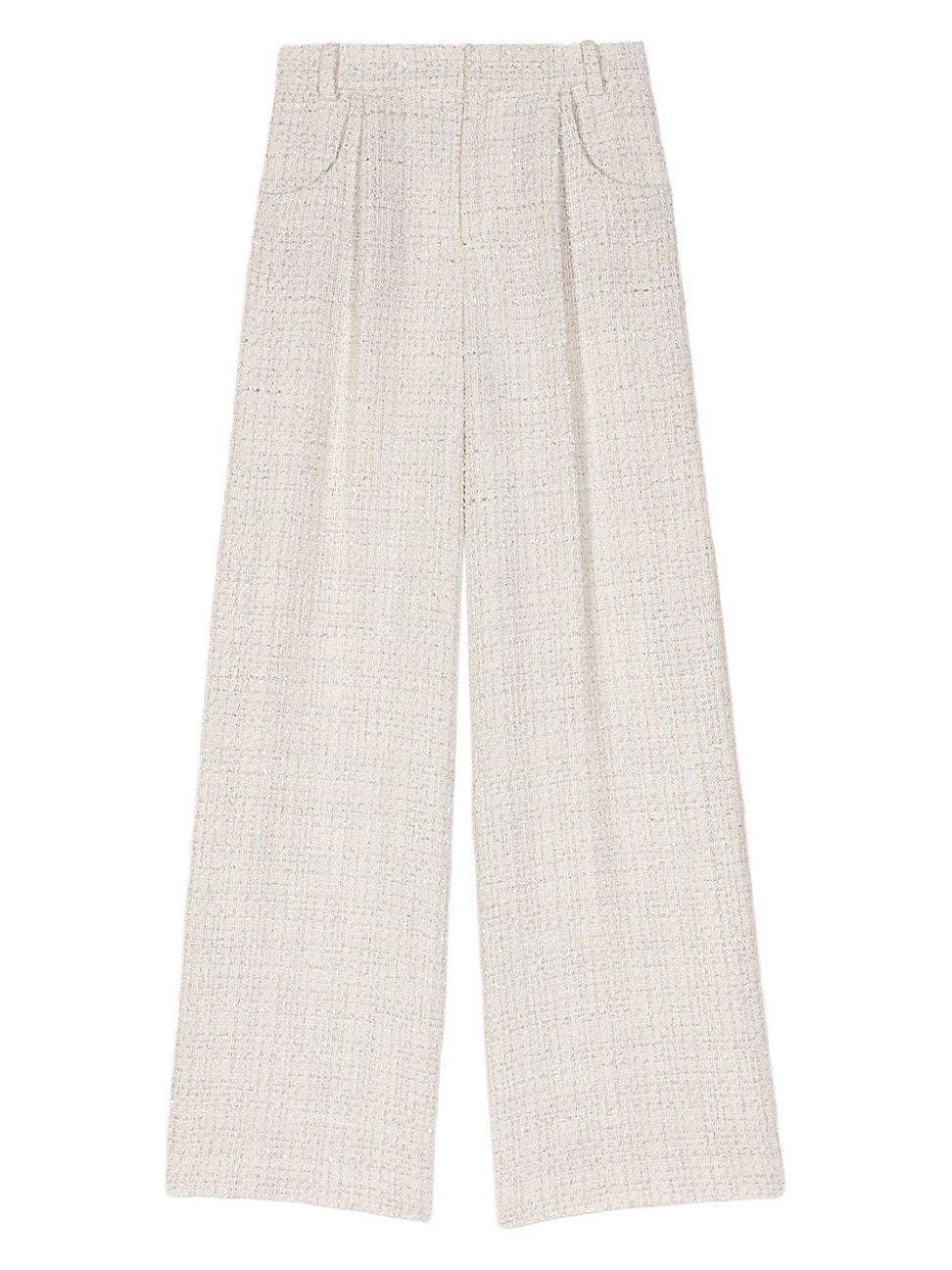 Womens Wide-Leg Tweed Trousers Product Image