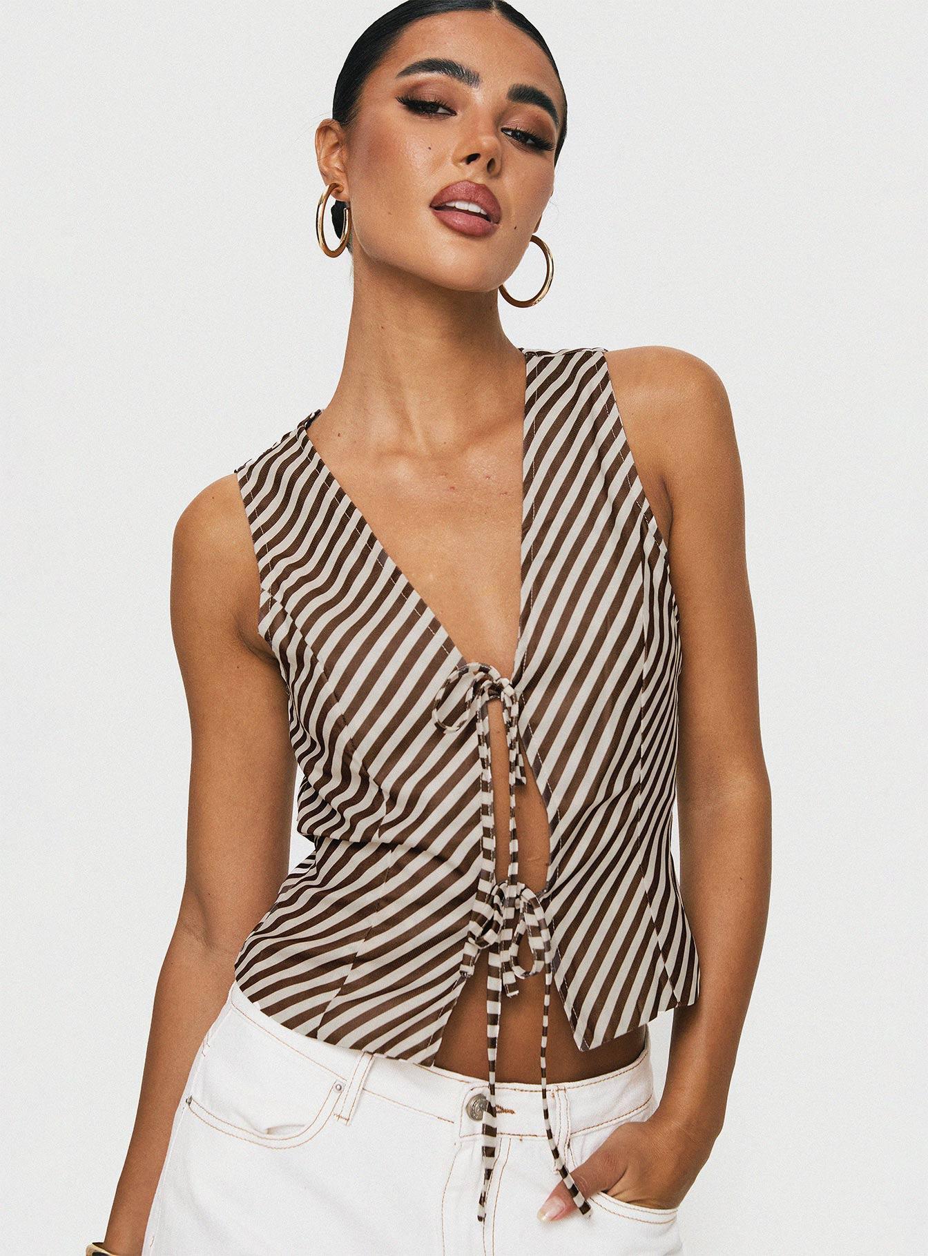 Lishar Top Brown Stripe Product Image