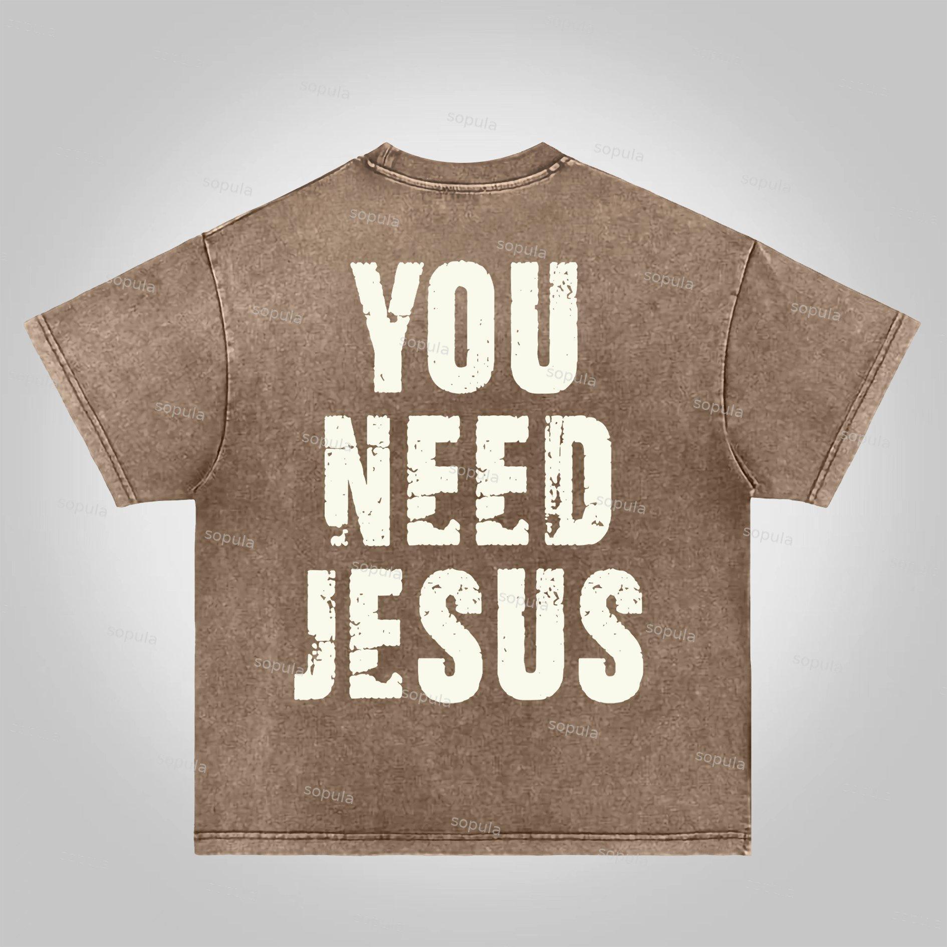 Sopula You Need Jesus Graphic Acid Wash T-shirt Product Image