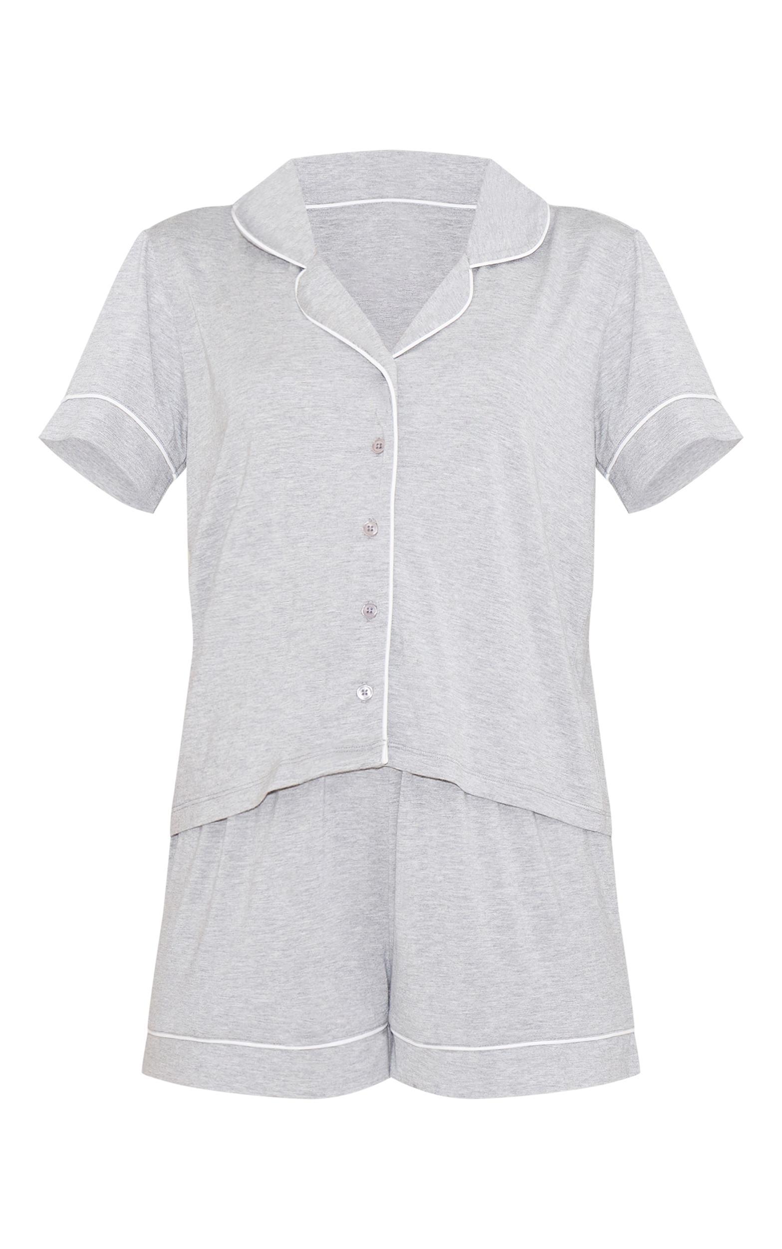 Grey Marl Modal Piping Short Pj Set Product Image