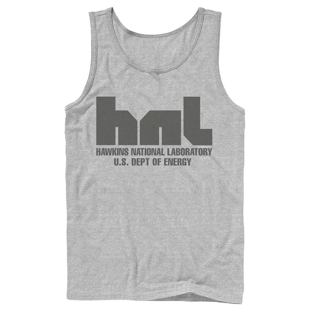 Men's Stranger Things HNL Hawkins National Laboratory Logo Tank Top, Size: Large, Athletic Grey Product Image