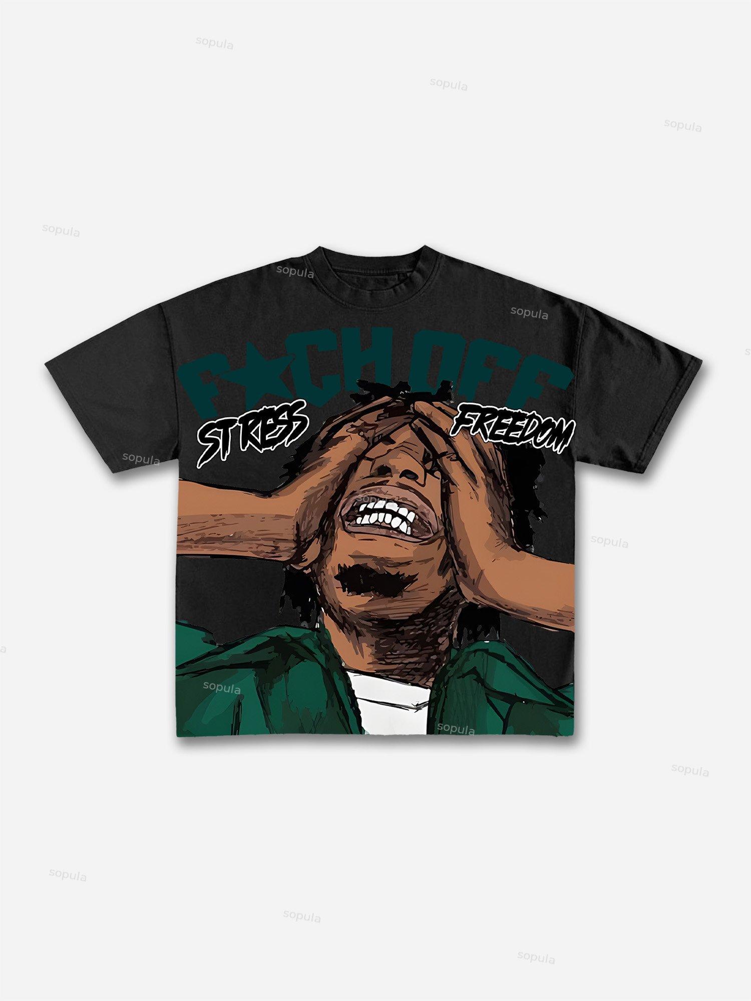 Vintage Stress Freedom Print Graphic T-Shirt Product Image