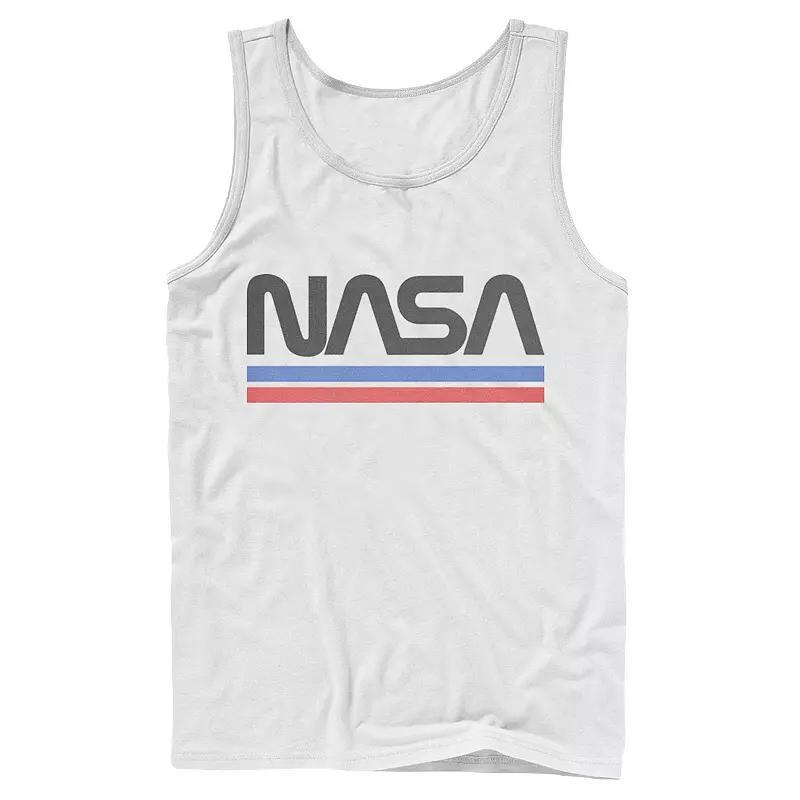 Men's NASA Red Blue Stripe Minimal Logo Vintage Graphic Tank Top, Size: XL, White Product Image