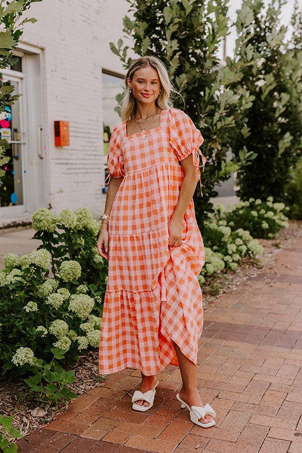 Sunkist Stroll Gingham Midi Dress Product Image