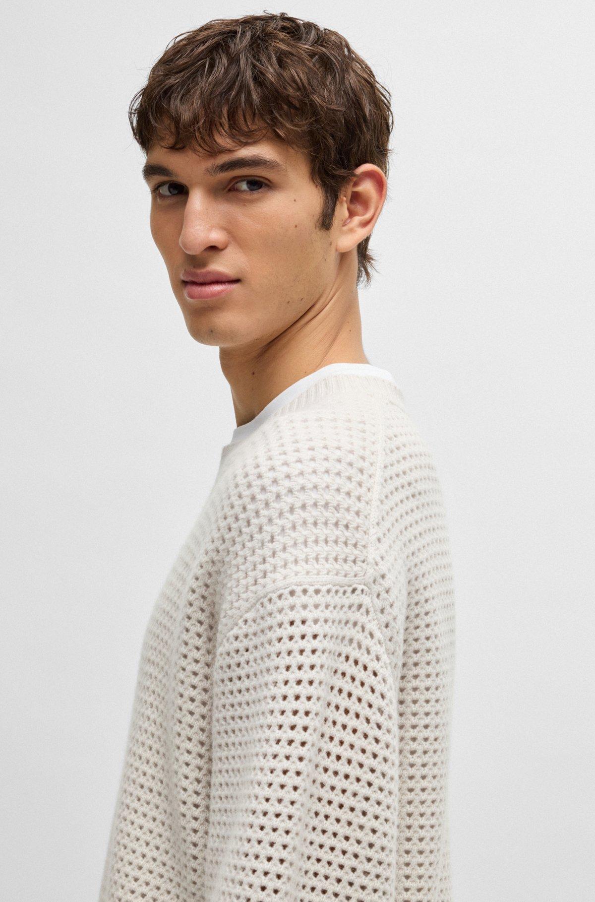 Relaxed-fit sweater in structured wool and cashmere Product Image