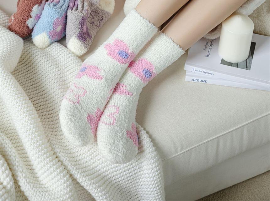 Floral Fleece Socks Product Image