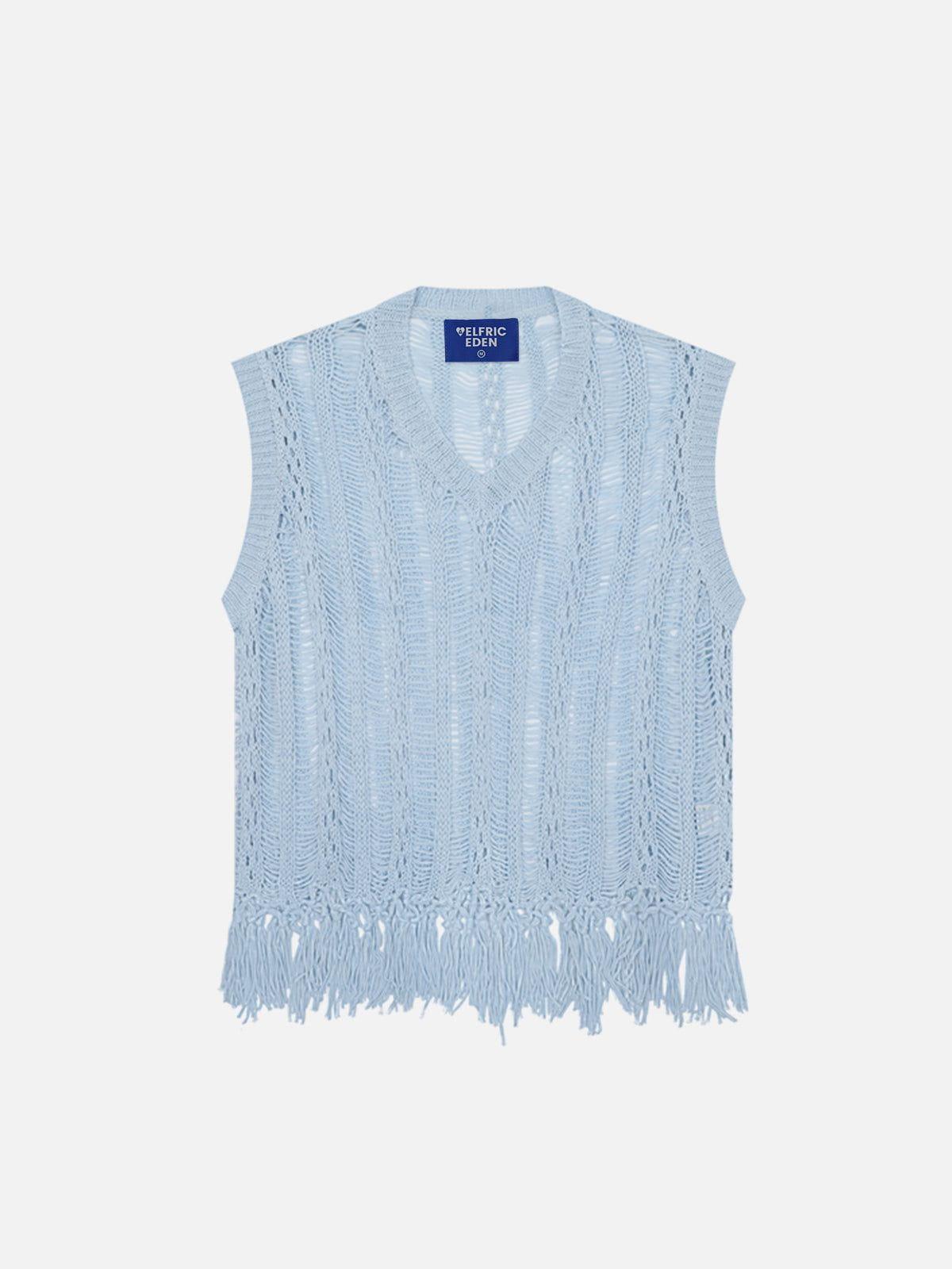 Aelfric Eden Open Knit Tassel Sweater Vest Product Image