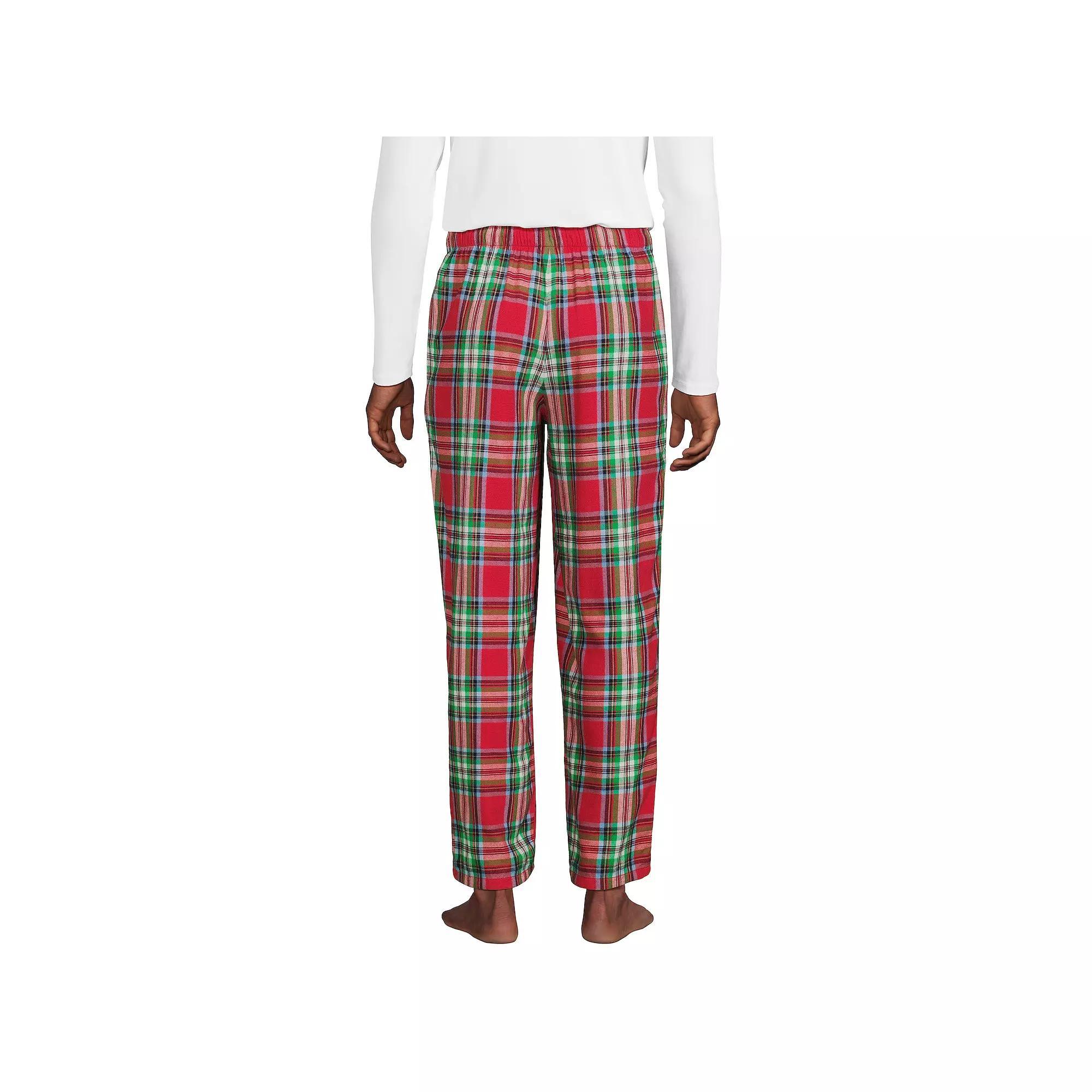 Big & Tall Lands' End Flannel Pajama Pants, Men's, Size: Medium Tall, Heritage Red Plaid Product Image