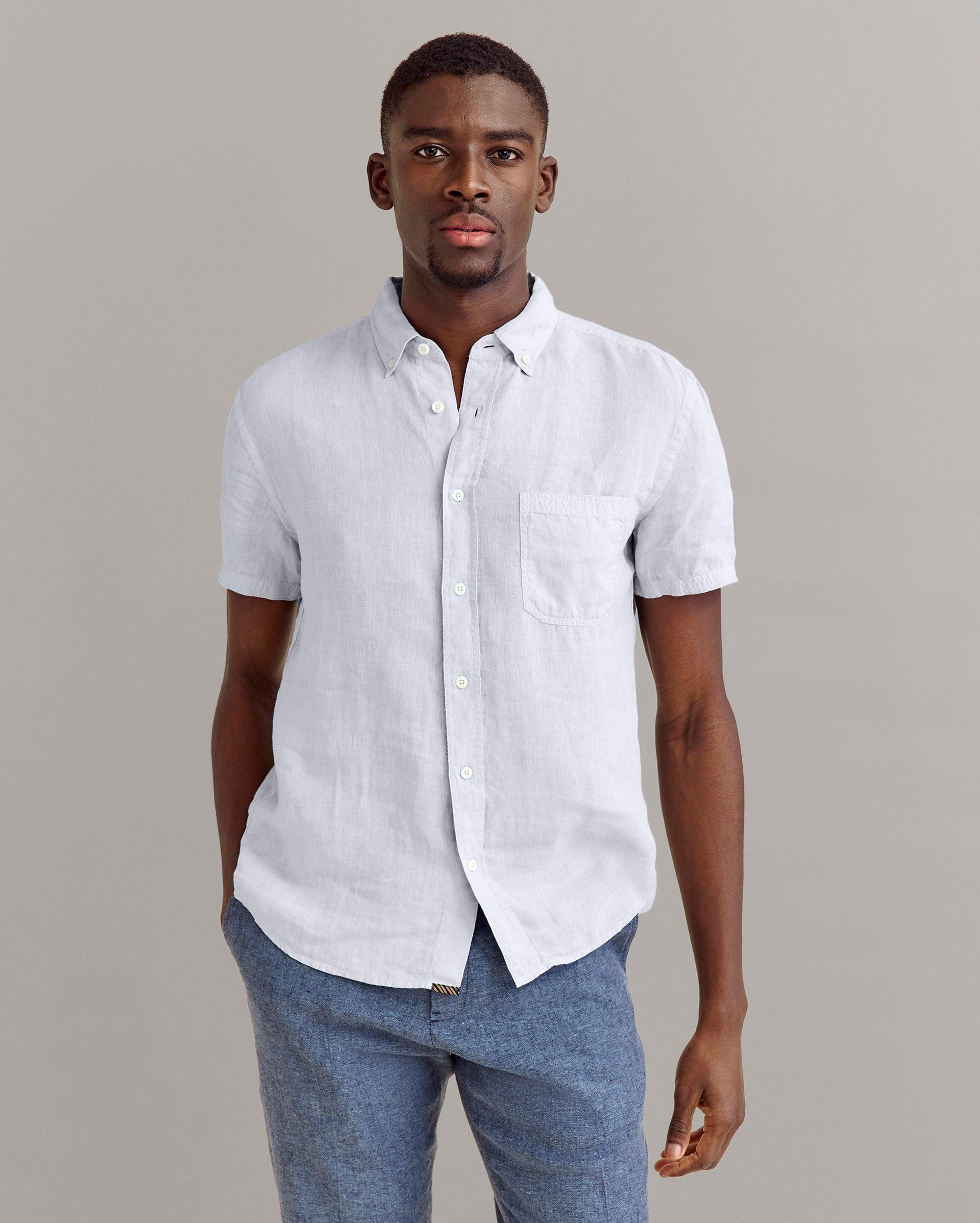 Short Sleeve Linen Tuscumbia Shirt Button Down -  Product Image