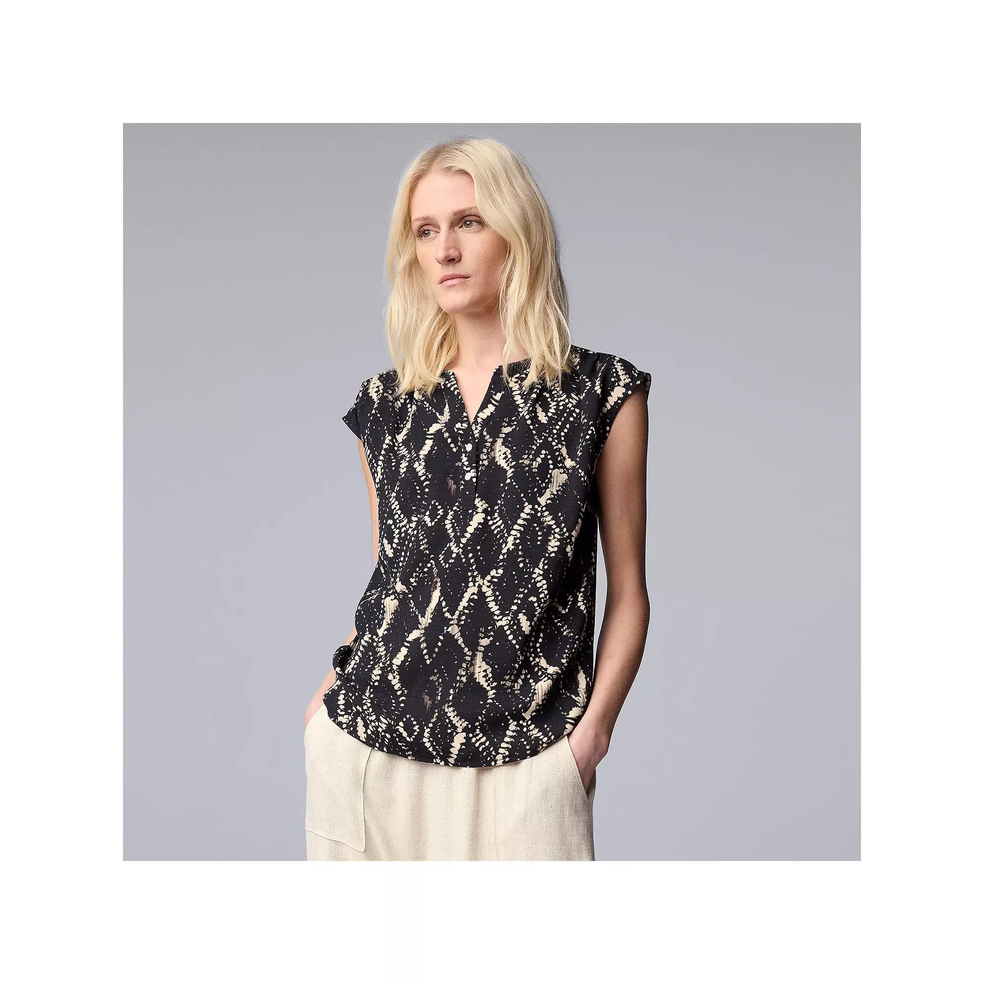 Women's Simply Vera Vera Wang Dolman Popover Top, Size: XXL, Black Diamond Dye Product Image