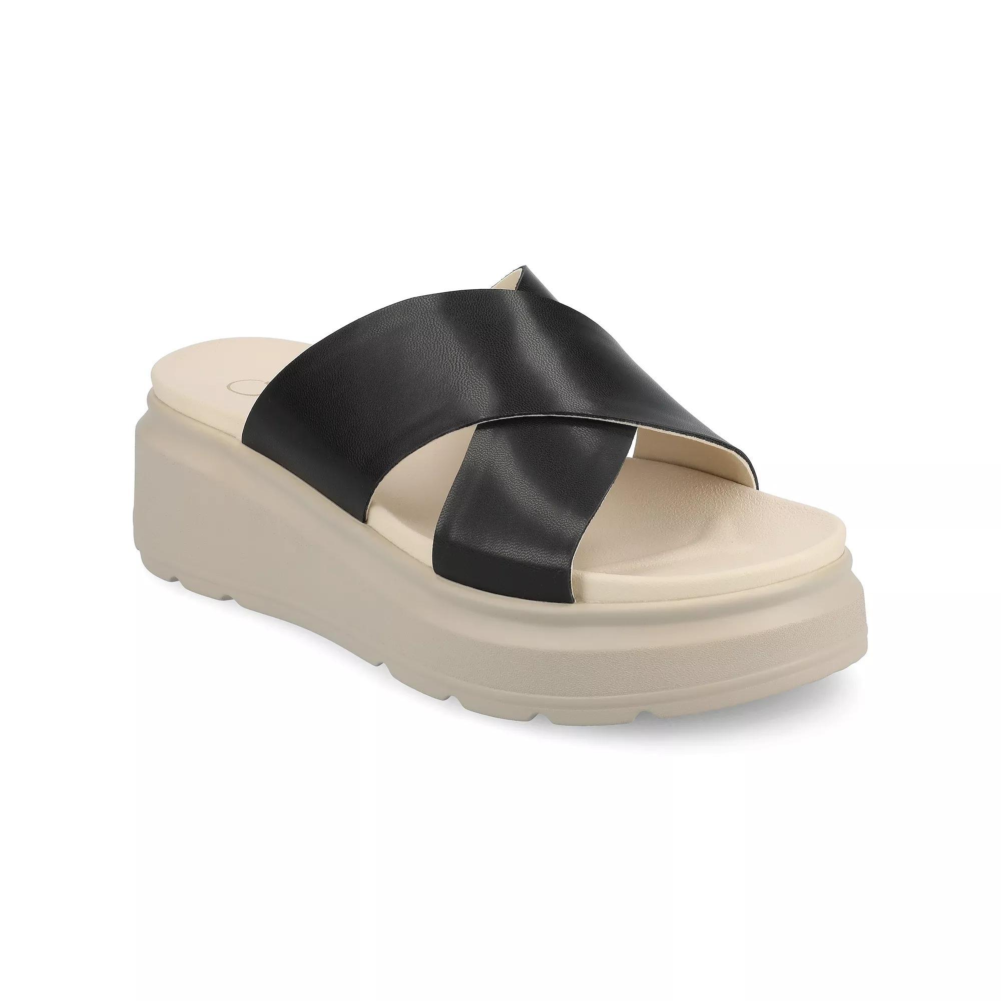 Journee Cathie Crisscross Womens Slip-On Wedge Sandals Product Image