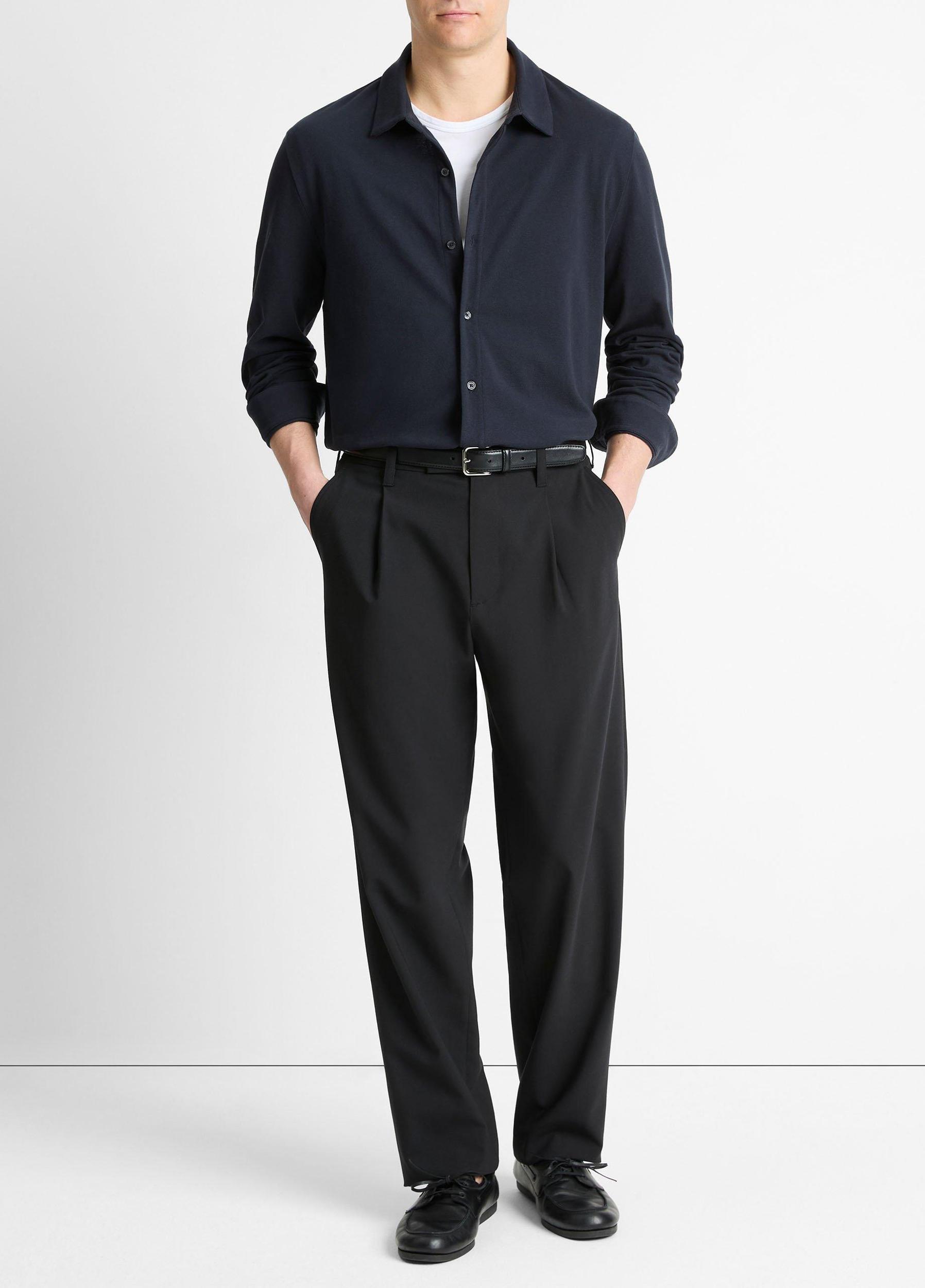 Cotton Piqué Button-Front Shirt Product Image