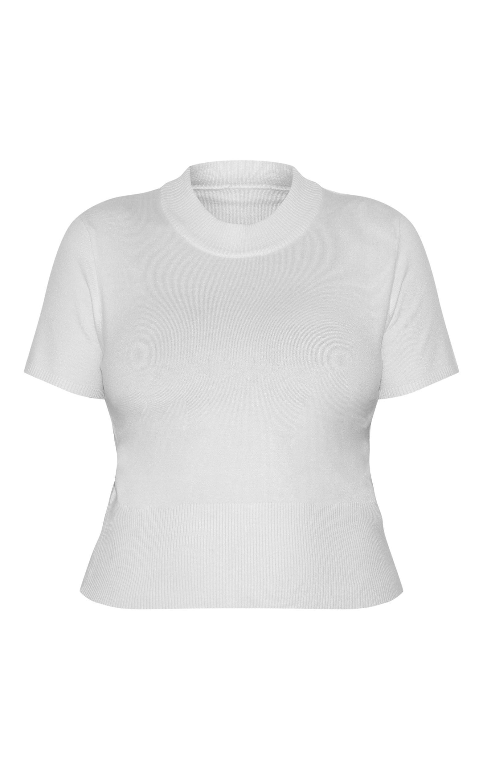Plus Cream Basic Knit T Shirt Product Image