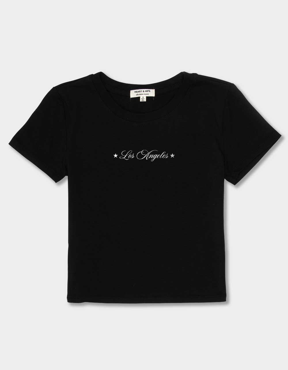 LOS ANGELES Script Distressed Womens Baby Tee Product Image