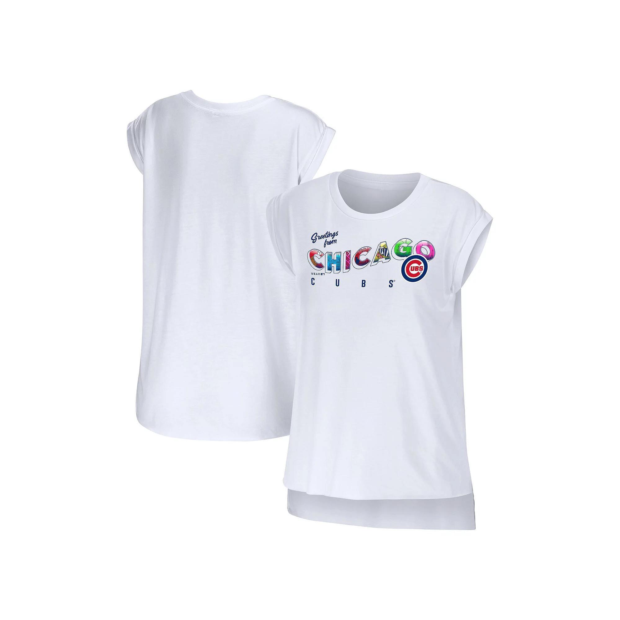 Women's WEAR by Erin Andrews White Seattle Kraken Greetings From Muscle T-Shirt,  Product Image