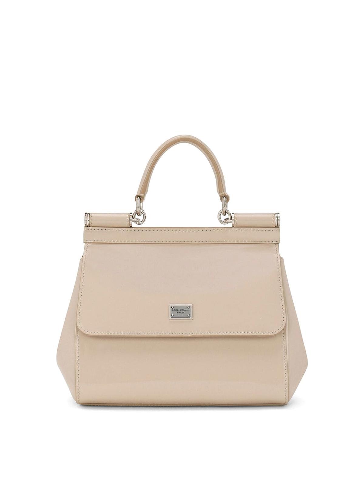 DOLCE & GABBANA Sicily Logo-plaque Crossbody Bag In Beige Product Image