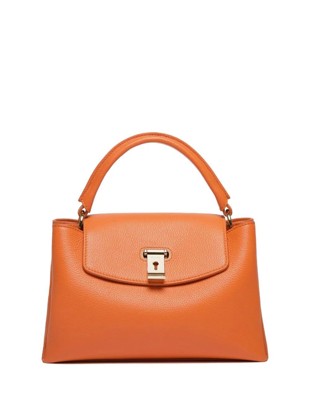 BALLY Small Layka Leather Tote Bag In Orange Product Image