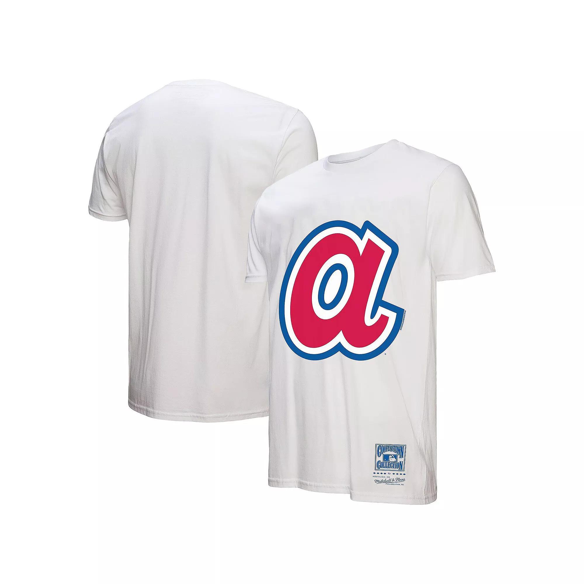 Men's Mitchell & Ness White Atlanta Braves Cooperstown Collection Logo T-Shirt, Size: XL Product Image
