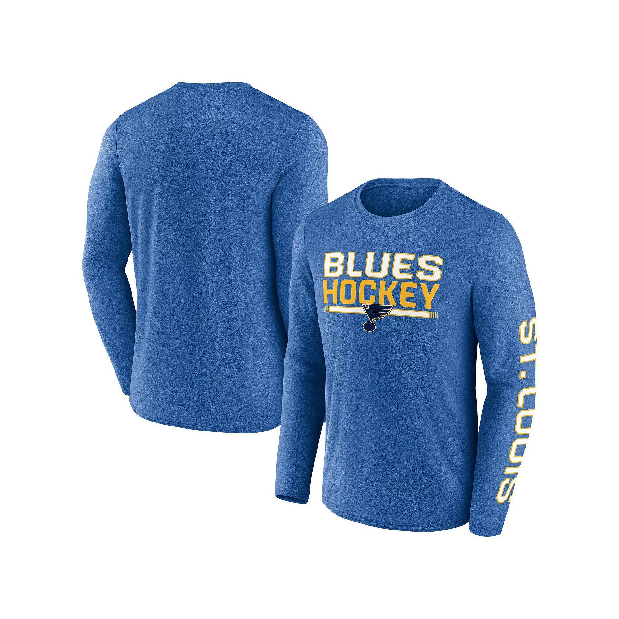 Men's Fanatics Heather Blue St. Louis Blues Sweep Iconic Synthetic Long Sleeve T-Shirt,  Product Image