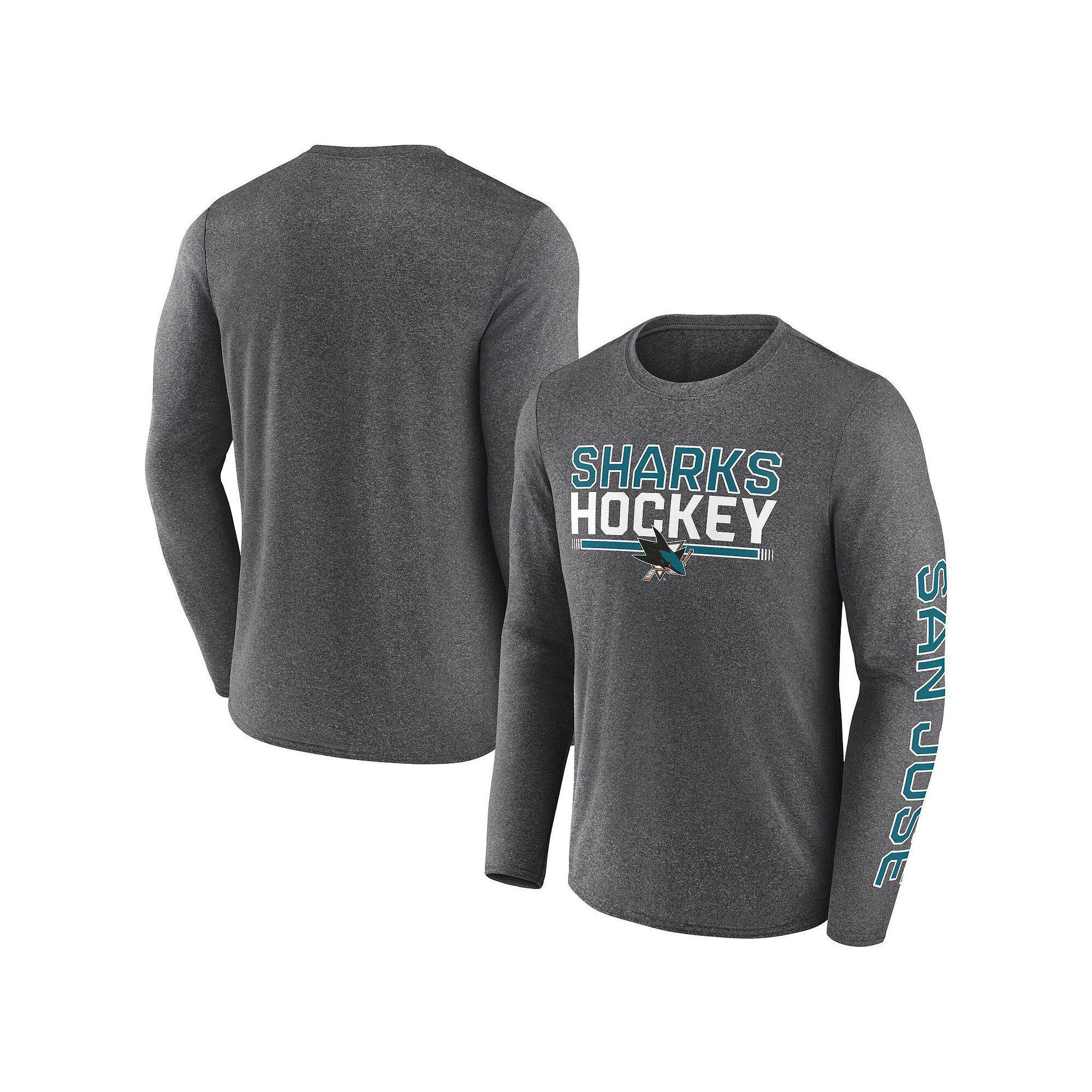 Mens Fanatics Heather Charcoal San Jose Sharks Sweep Iconic Synthetic Long Sleeve T-Shirt Product Image