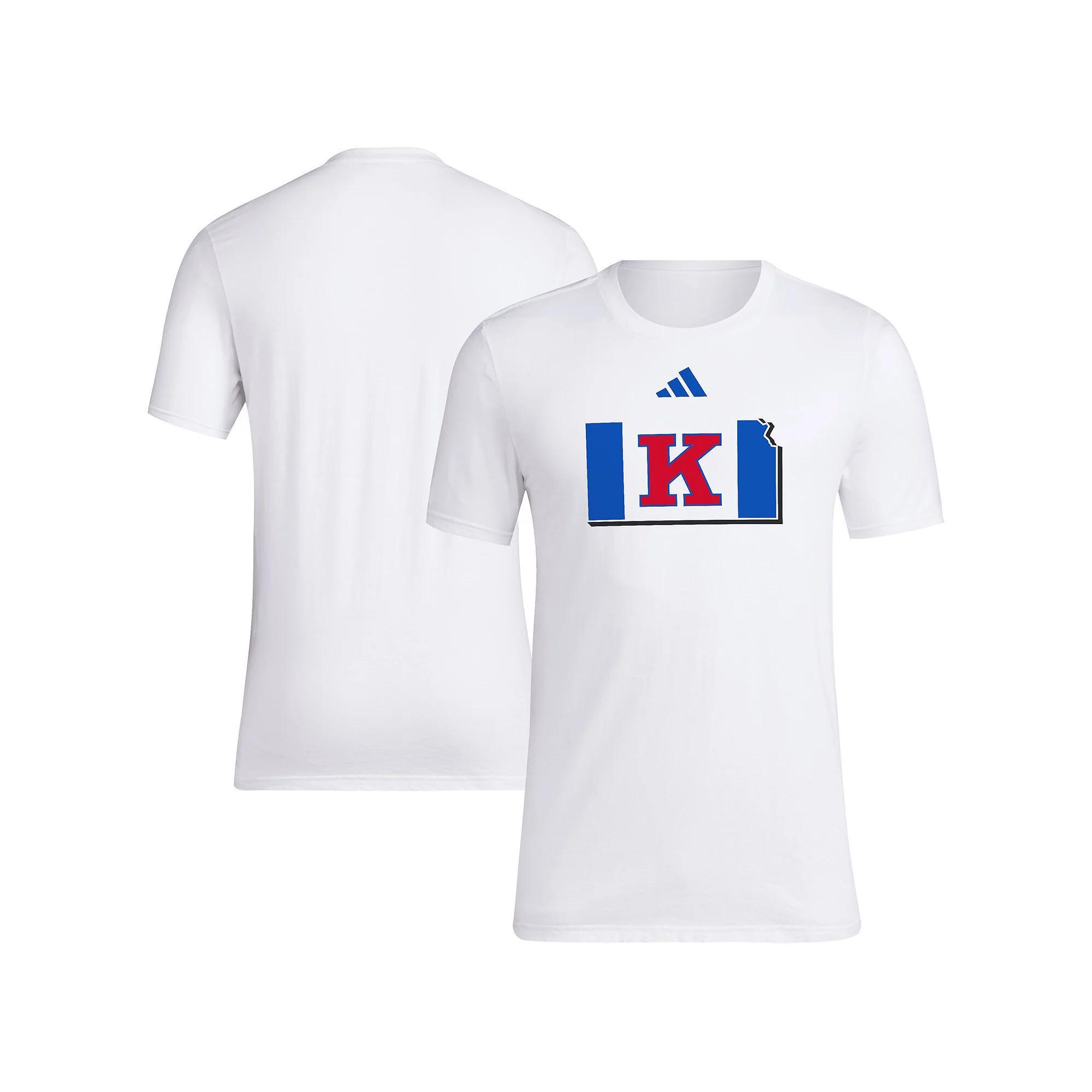 Men's adidas White Kansas Jayhawks Basketball State Outline Fresh T-Shirt,  Product Image