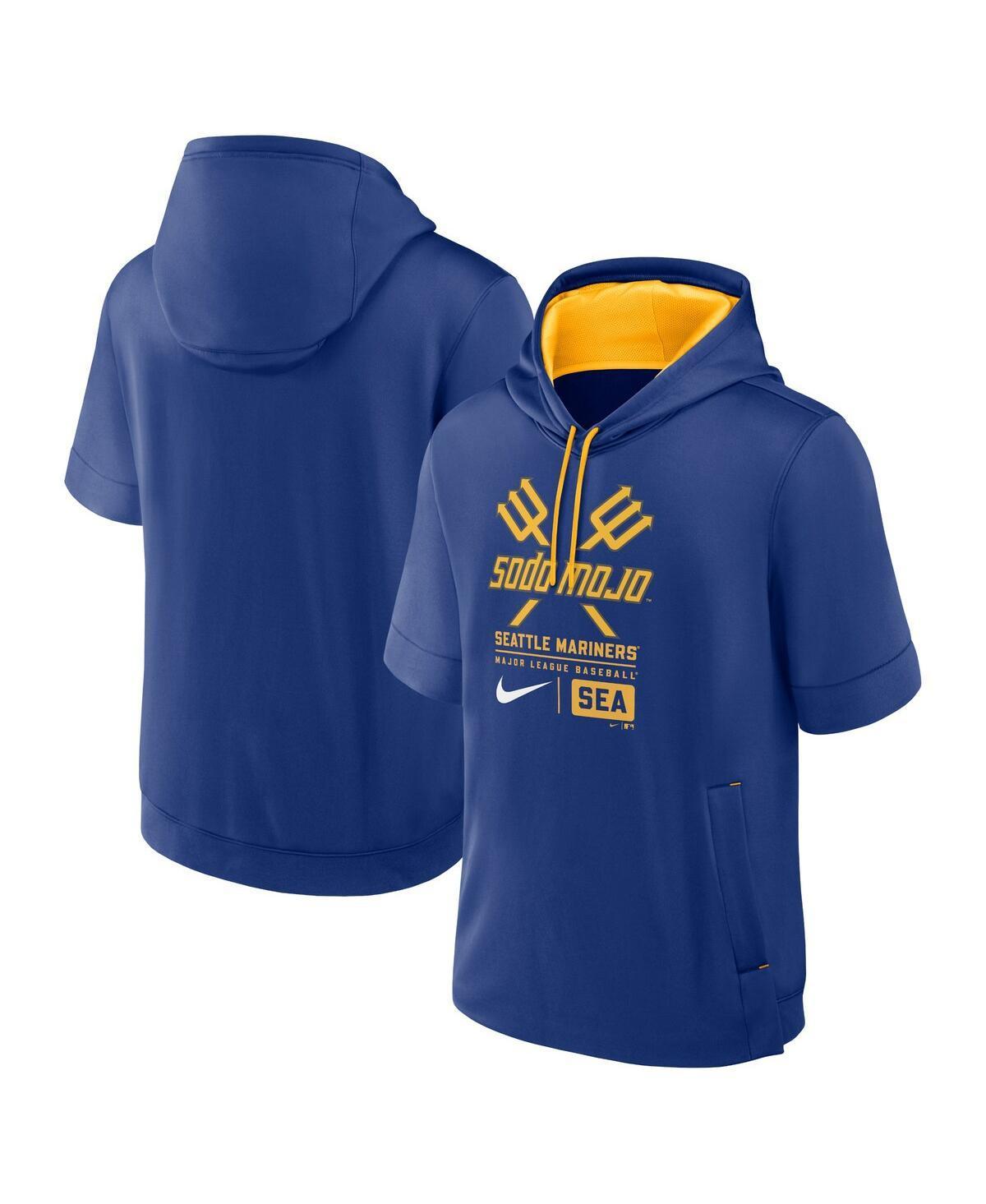 Mens Nike Royal Atlanta Braves City Connect Color Block Short Sleeve Pullover Hoodie Product Image