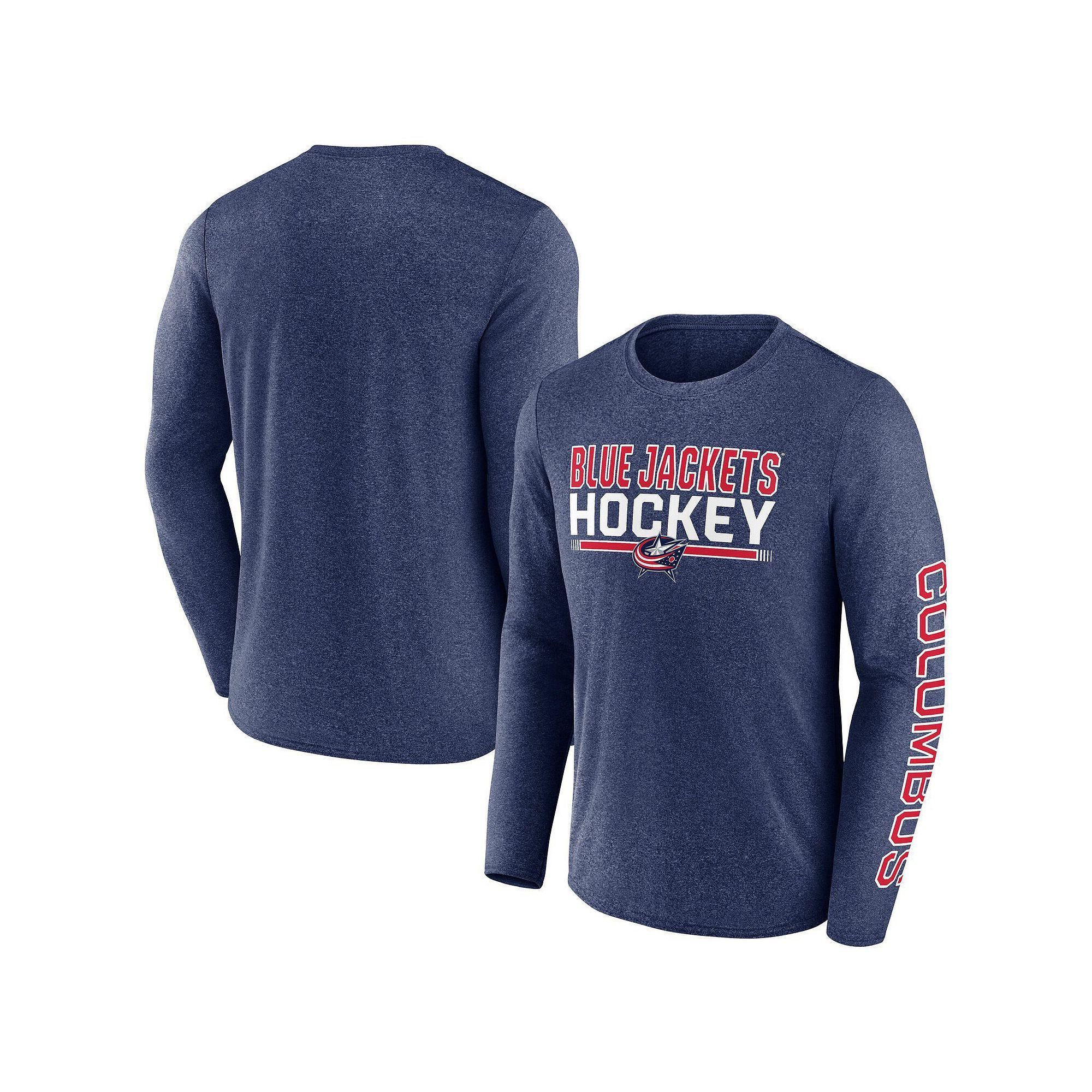 Men's Fanatics Heather Navy Columbus Blue Jackets Sweep Iconic Synthetic Long Sleeve T-Shirt, Size: Medium Product Image