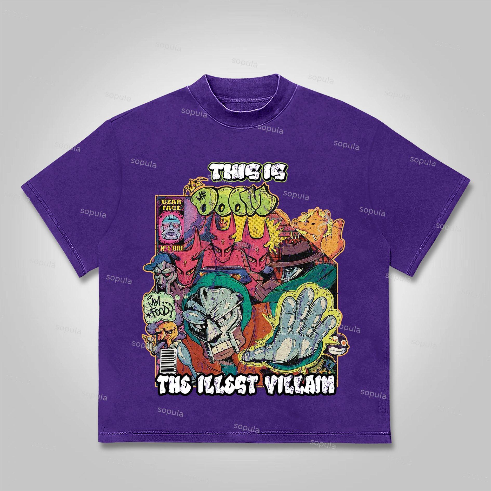 Sopula Vintage The Illest Villain Mf Doom Graphic Print Cotton T-Shirt Product Image