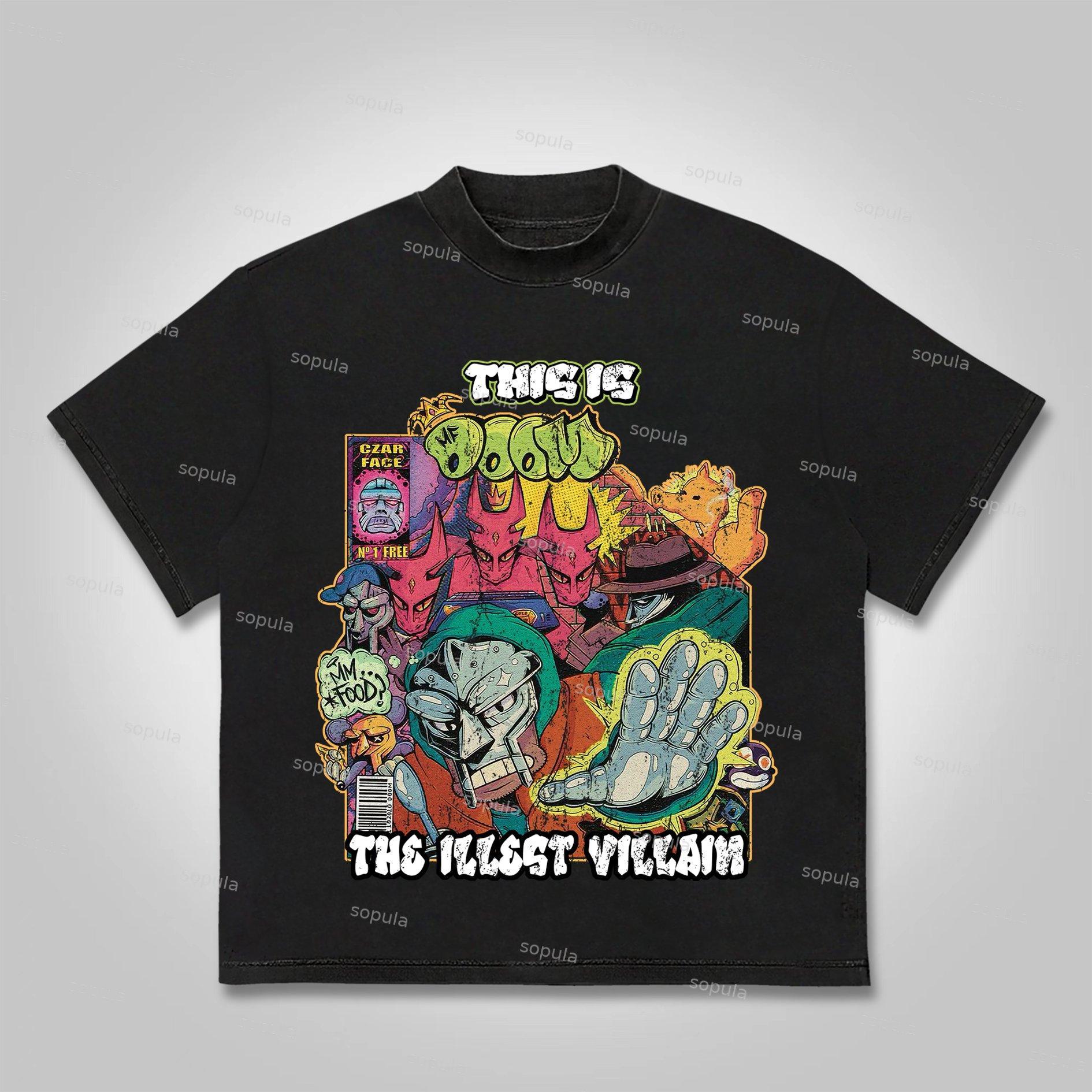 Sopula Vintage The Illest Villain Mf Doom Graphic Print Cotton T-Shirt Product Image