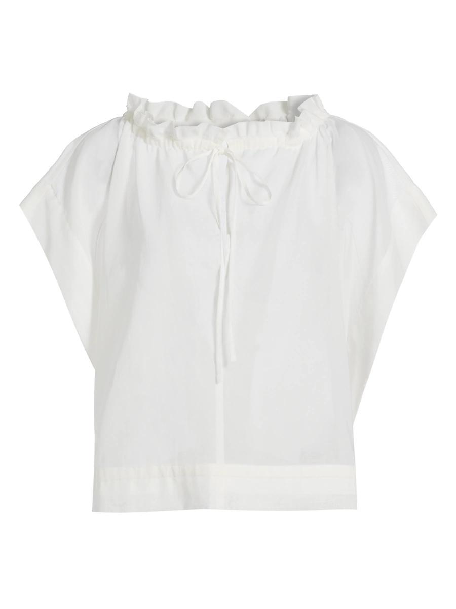 Womens Cotton Organza Ruffled Blouse Product Image