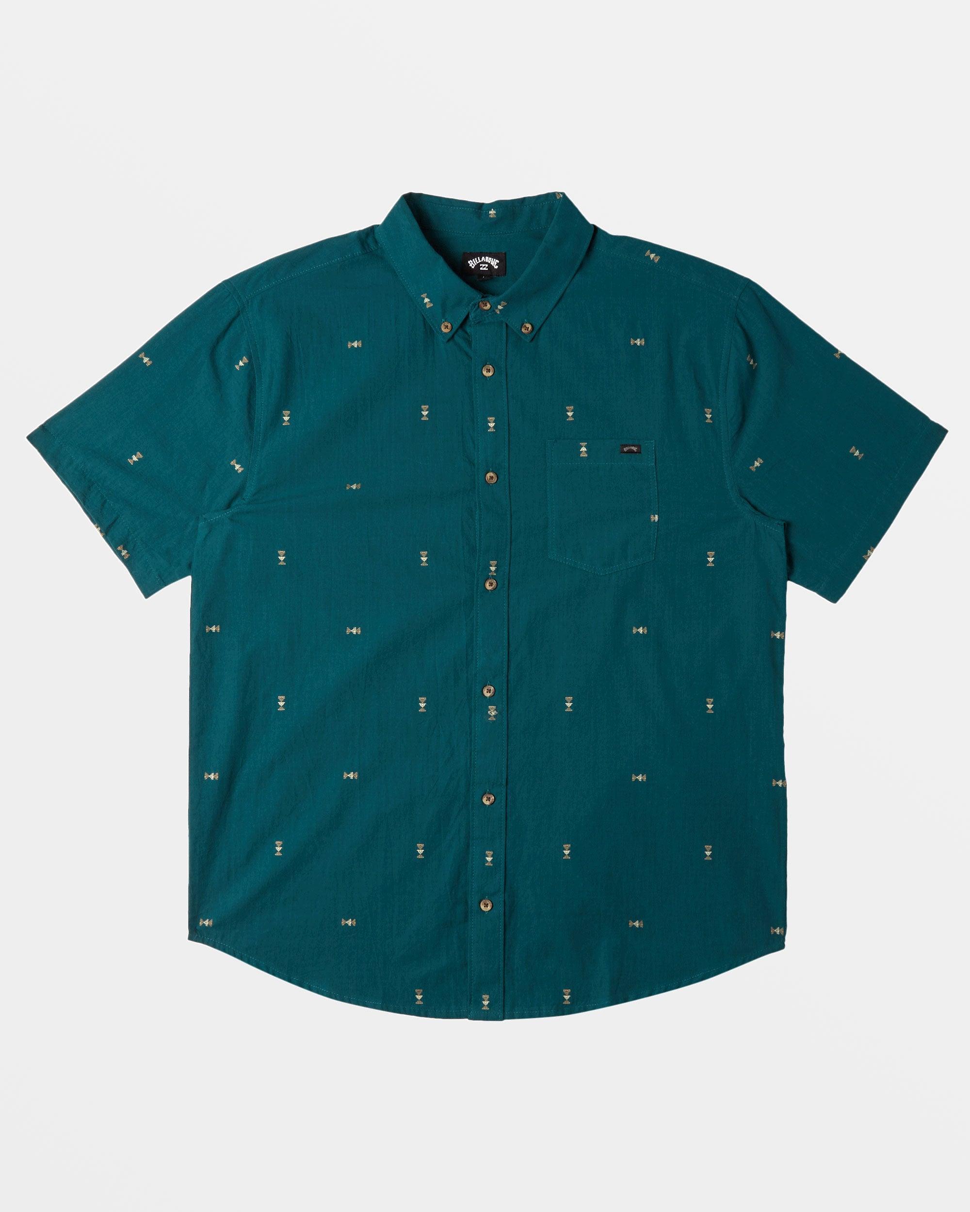 All Day Jacquard Short Sleeve Shirt - Real Teal Male Product Image