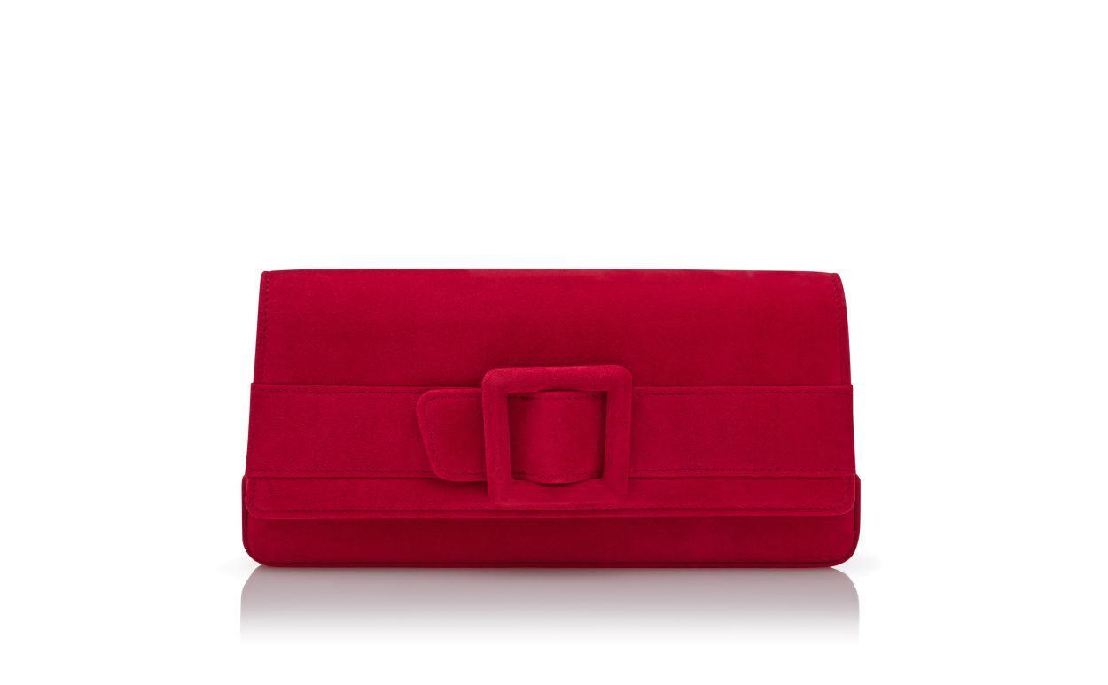 MAYGOT Red Suede Buckle Clutch Product Image