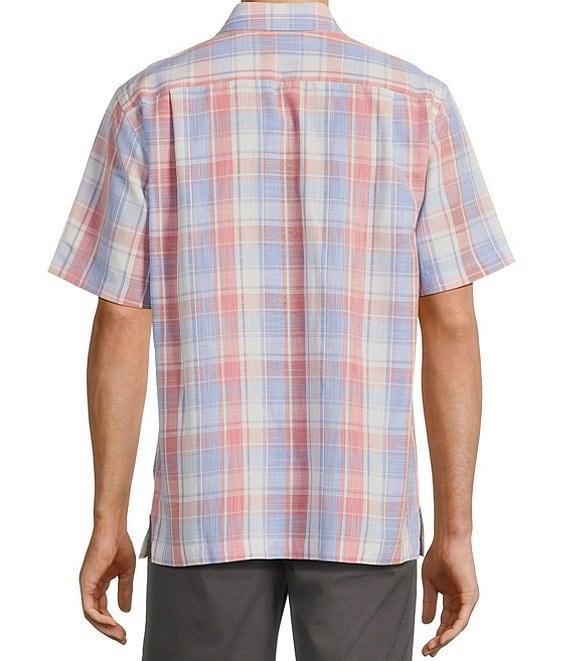Roundtree & Yorke Short Sleeve Large Plaid Polynosic Sport Shirt Product Image
