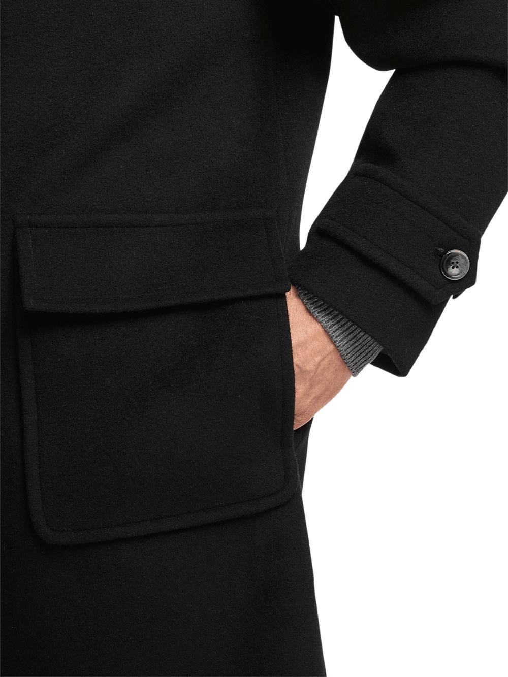 Wool Double Breasted Topcoat - Black Product Image