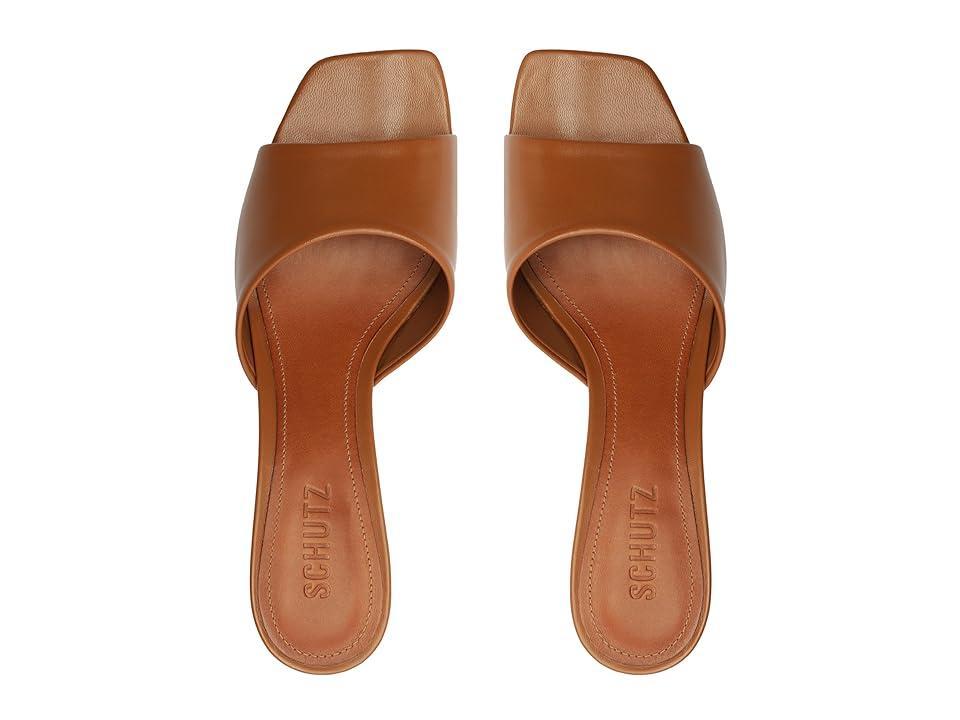 Schutz Dethalia Leather Square Toe Slide Sandals Product Image