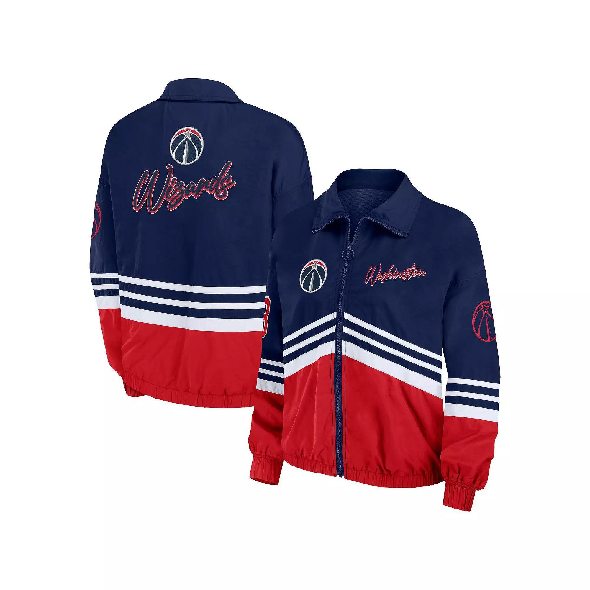 Women's WEAR by Erin Andrews Navy Washington Wizards Vintage Full-Zip Windbreaker,  Product Image