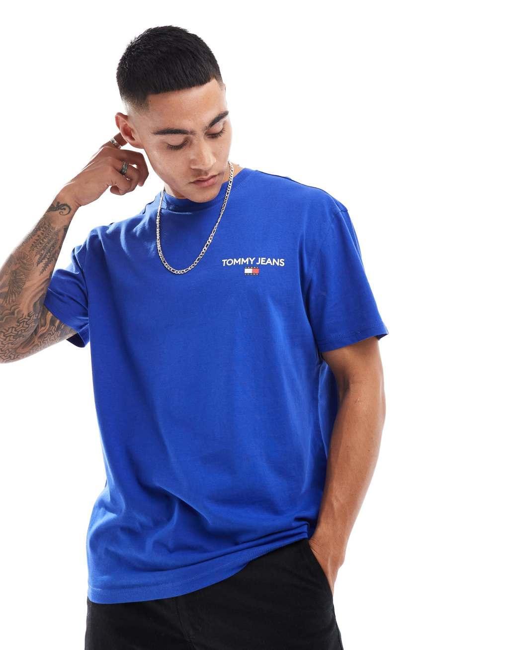 Tommy Jeans classic linear back print t-shirt in blue Product Image