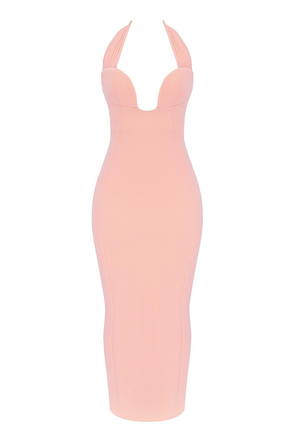 Gianina Sorbet Crepe Halter Maxi Dress - SALE Product Image