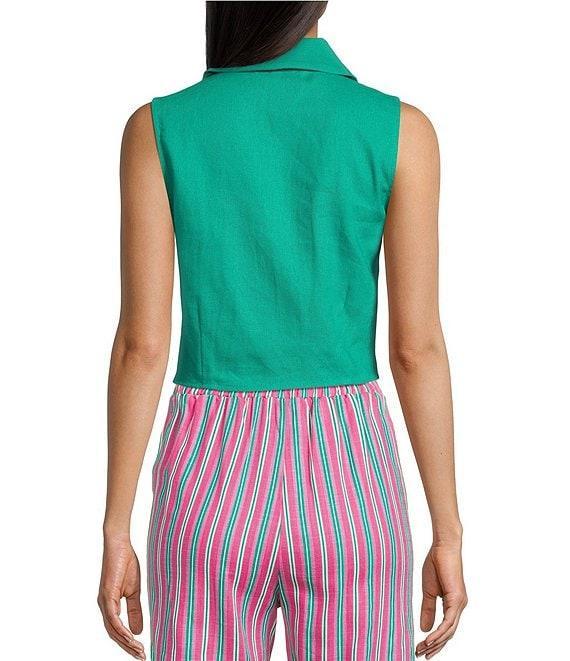 Copper Key Coordinating Linen Blend Tie Front Tank Top Product Image