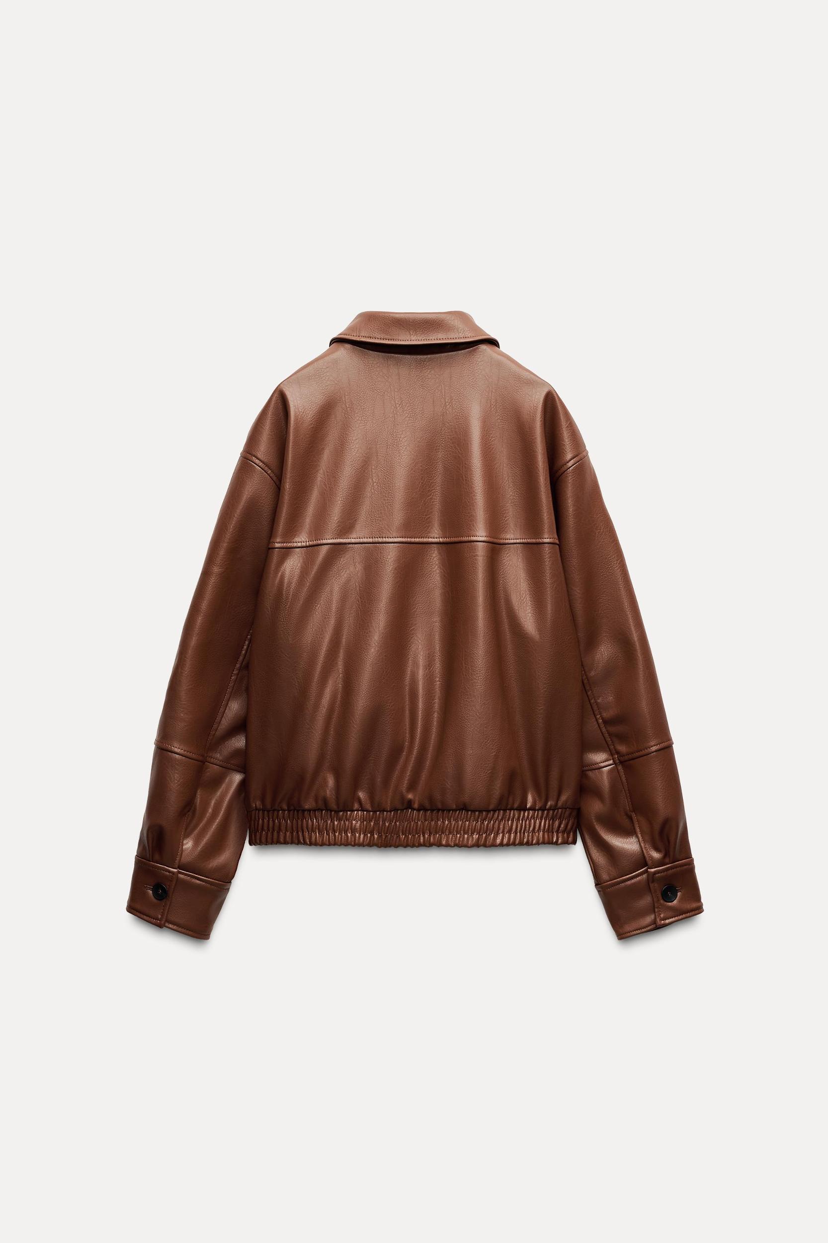 FAUX LEATHER BOMBER JACKET Product Image