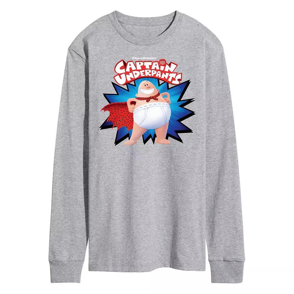 Men's Captain Underpants Logo Long Sleeve Graphic Tee,  Product Image