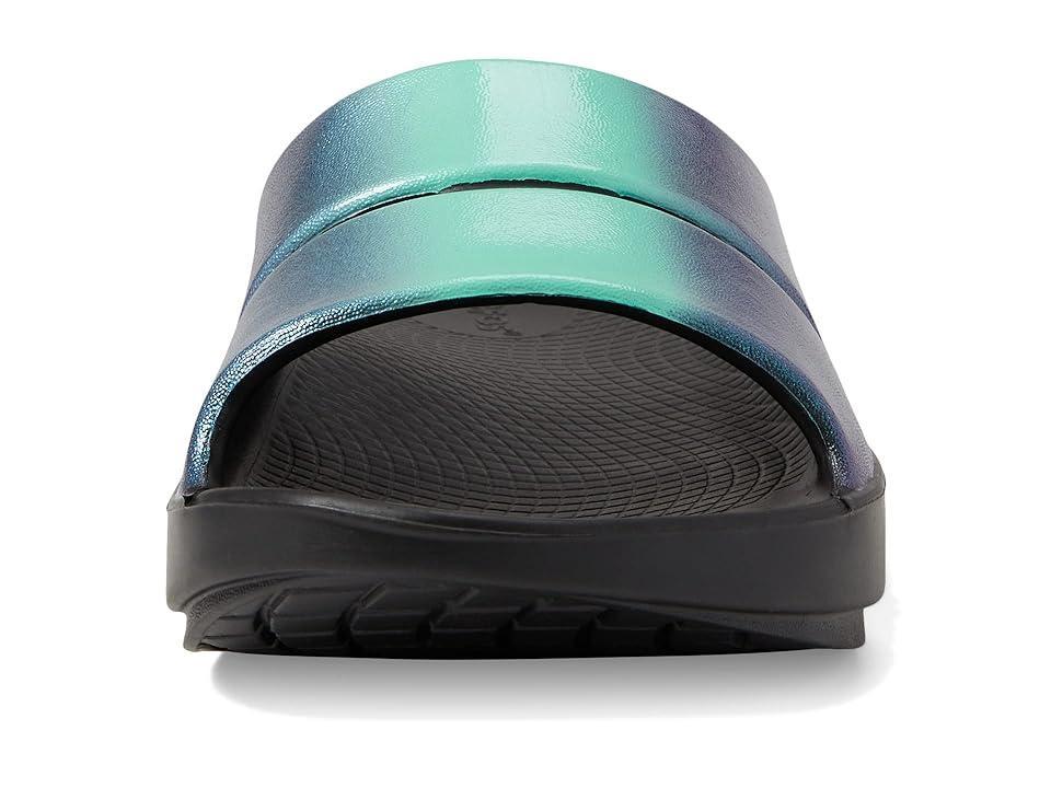 OOFOS OOFOS OOahh Luxe Slide - Womens Black/Blue Product Image