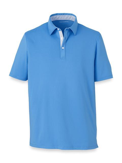 Performance Blend Three Button Polo - Blue Product Image