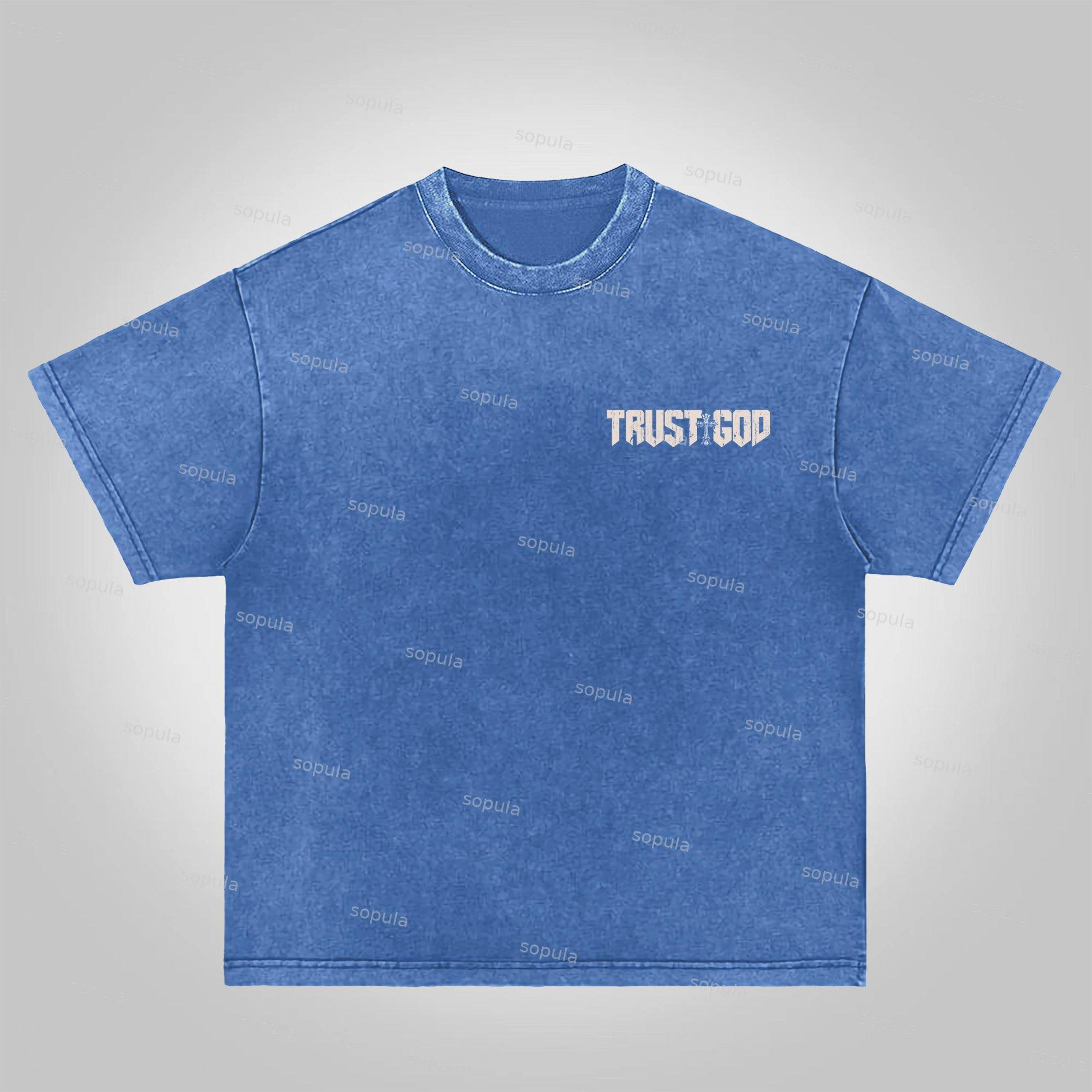 Sopula Trust God Figure Figures Acid Washed T-Shirt Product Image