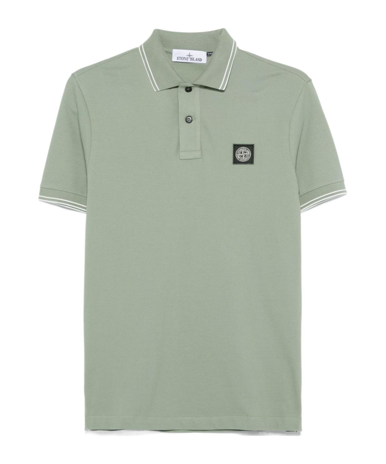 STONE ISLAND Short-sleeved Polo Shirt In Green Product Image