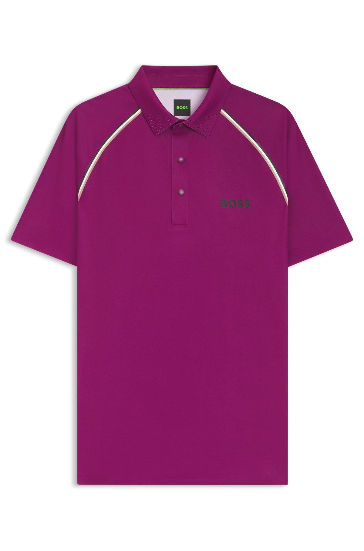 BOSS - Active slim-fit polo shirt with odor control - Pink Product Image