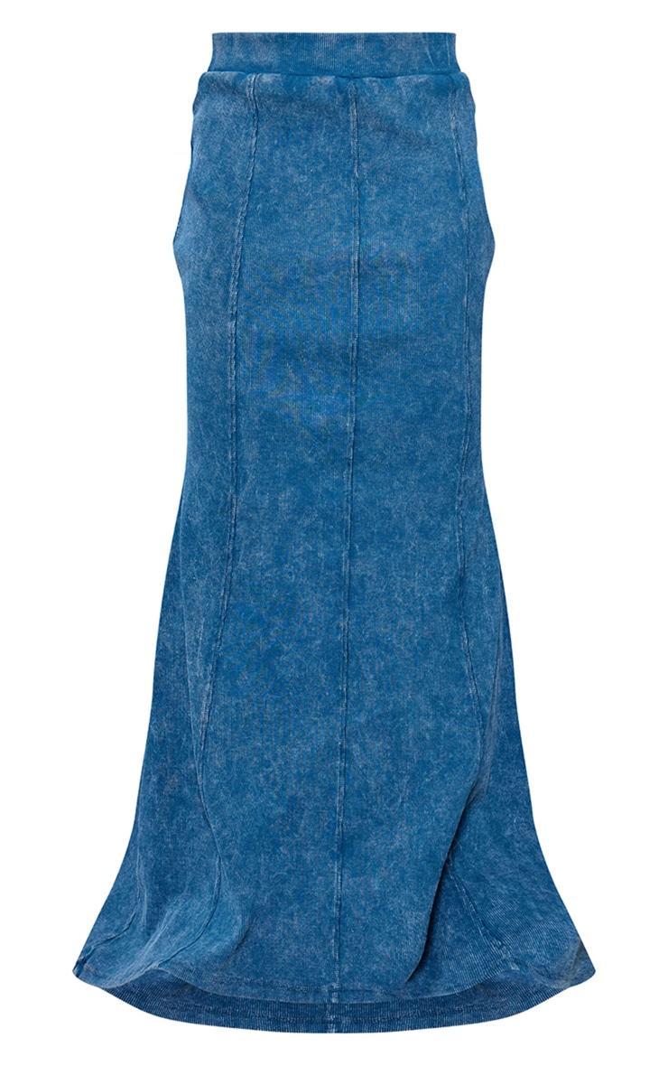 Steel Blue Acid Wash Rib Flippy Maxi Skirt Product Image