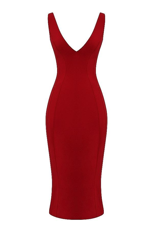 Cece Red Rose Plunge Maxi Dress Product Image